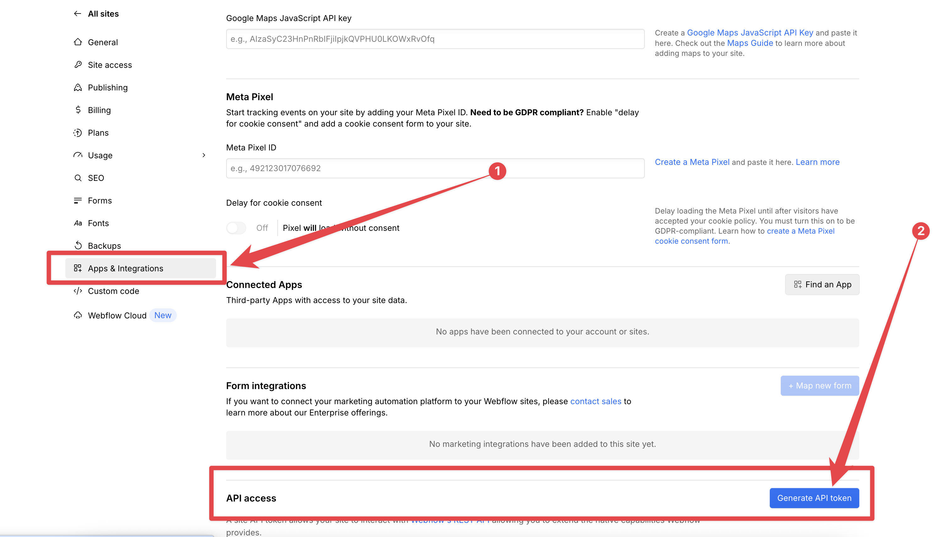 Generate Webflow API Token